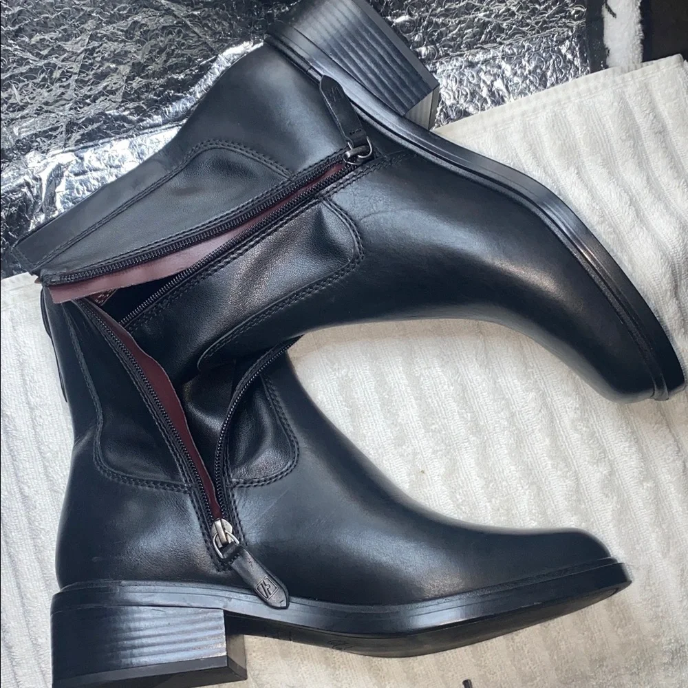 Franco Sarto Men's Black Leather Chukka Boots with Side Zip